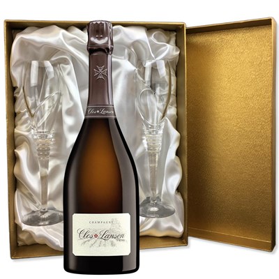 Le Clos Lanson 2006 Brut Vintage Champagne 75cl in Gold Presentation Set With Flutes